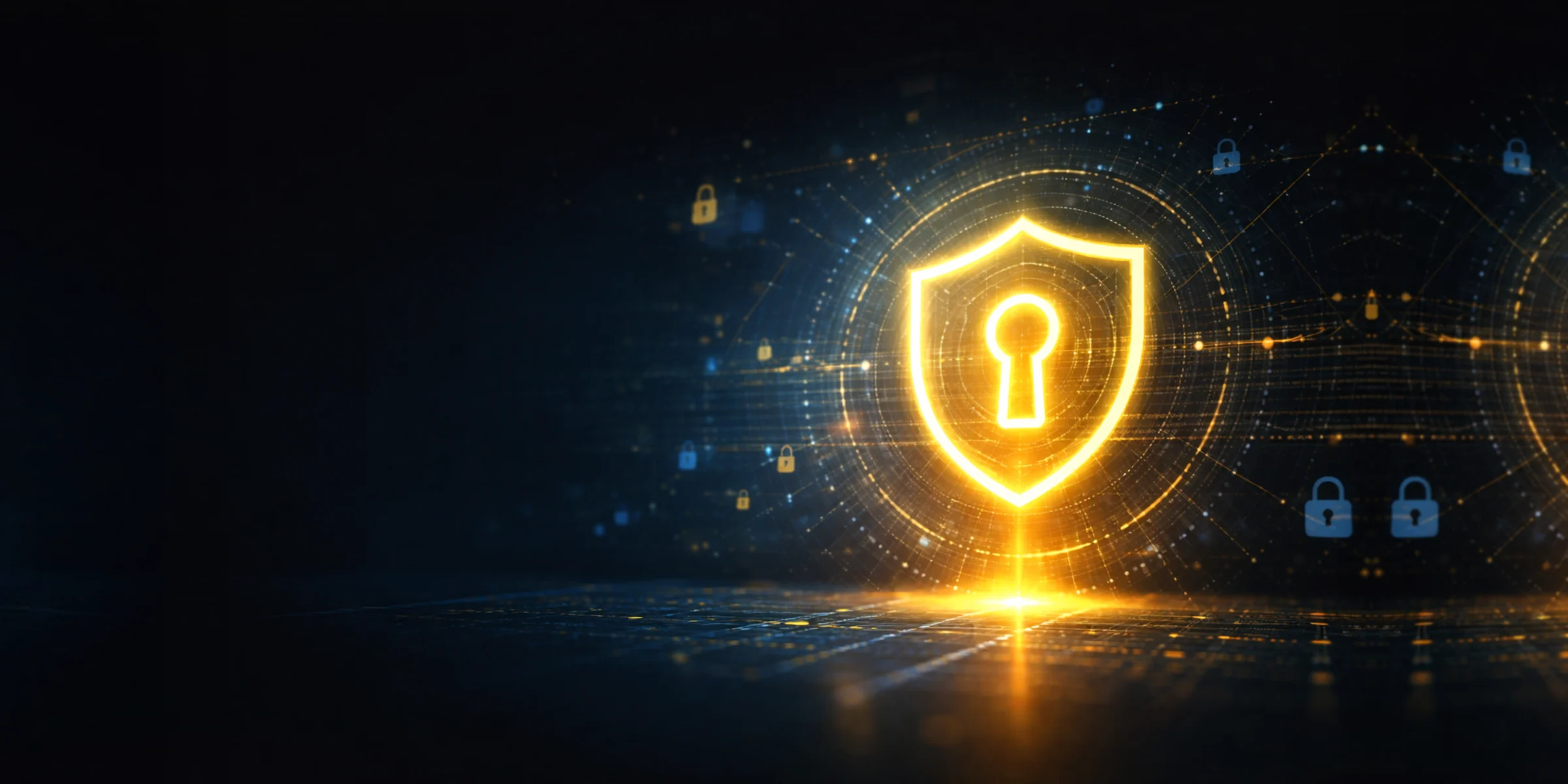 Abstract teamwork and secure access visuals in a modern, dark office setting